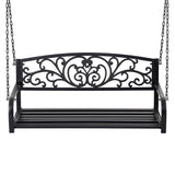 Outdoor Benches: Gardeon Outdoor Porch Swing Chair Patio Furniture Floral Backrest 2 Seater Black