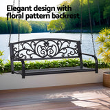 Outdoor Benches: Gardeon Outdoor Porch Swing Chair Patio Furniture Floral Backrest 2 Seater Black