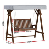 Outdoor Benches: Gardeon Outdoor Wooden Swing Chair Garden Bench Canopy Cushion 2 Seater Charcoal