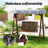 Outdoor Benches: Gardeon Outdoor Wooden Swing Chair Garden Bench Canopy Cushion 2 Seater Charcoal