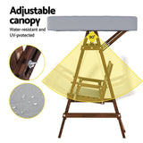 Outdoor Benches: Gardeon Outdoor Wooden Swing Chair Garden Bench Canopy Cushion 2 Seater Charcoal