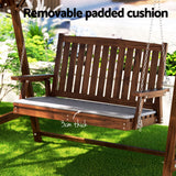 Outdoor Benches: Gardeon Outdoor Wooden Swing Chair Garden Bench Canopy Cushion 2 Seater Charcoal