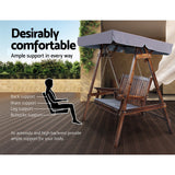 Outdoor Benches: Gardeon Outdoor Wooden Swing Chair Garden Bench Canopy Cushion 2 Seater Charcoal