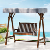 Outdoor Benches: Gardeon Outdoor Wooden Swing Chair Garden Bench Canopy Cushion 2 Seater Charcoal