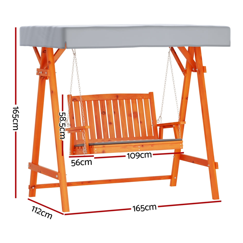 Outdoor Chairs: Gardeon Swing Chair Wooden Garden Bench Canopy 2 Seater Outdoor Furniture