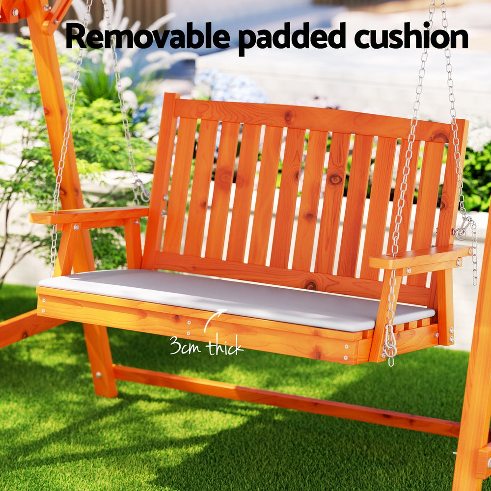 Outdoor Chairs: Gardeon Swing Chair Wooden Garden Bench Canopy 2 Seater Outdoor Furniture