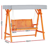 Outdoor Chairs: Gardeon Outdoor Wooden Swing Chair Garden Bench Canopy Cushion 3 Seater Teak