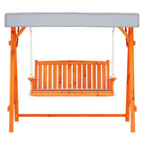 Outdoor Chairs: Gardeon Outdoor Wooden Swing Chair Garden Bench Canopy Cushion 3 Seater Teak