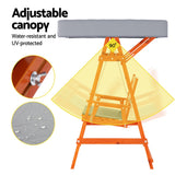 Outdoor Chairs: Gardeon Outdoor Wooden Swing Chair Garden Bench Canopy Cushion 3 Seater Teak