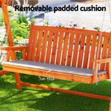 Outdoor Chairs: Gardeon Outdoor Wooden Swing Chair Garden Bench Canopy Cushion 3 Seater Teak
