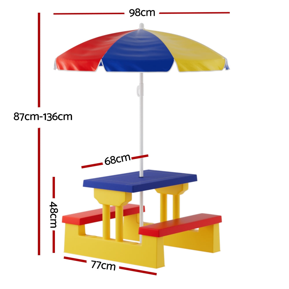 Kid's Tables, Chairs & Seats: Keezi Kids Outdoor Table and Chairs Set Picnic Bench Umbrella Children Indoor