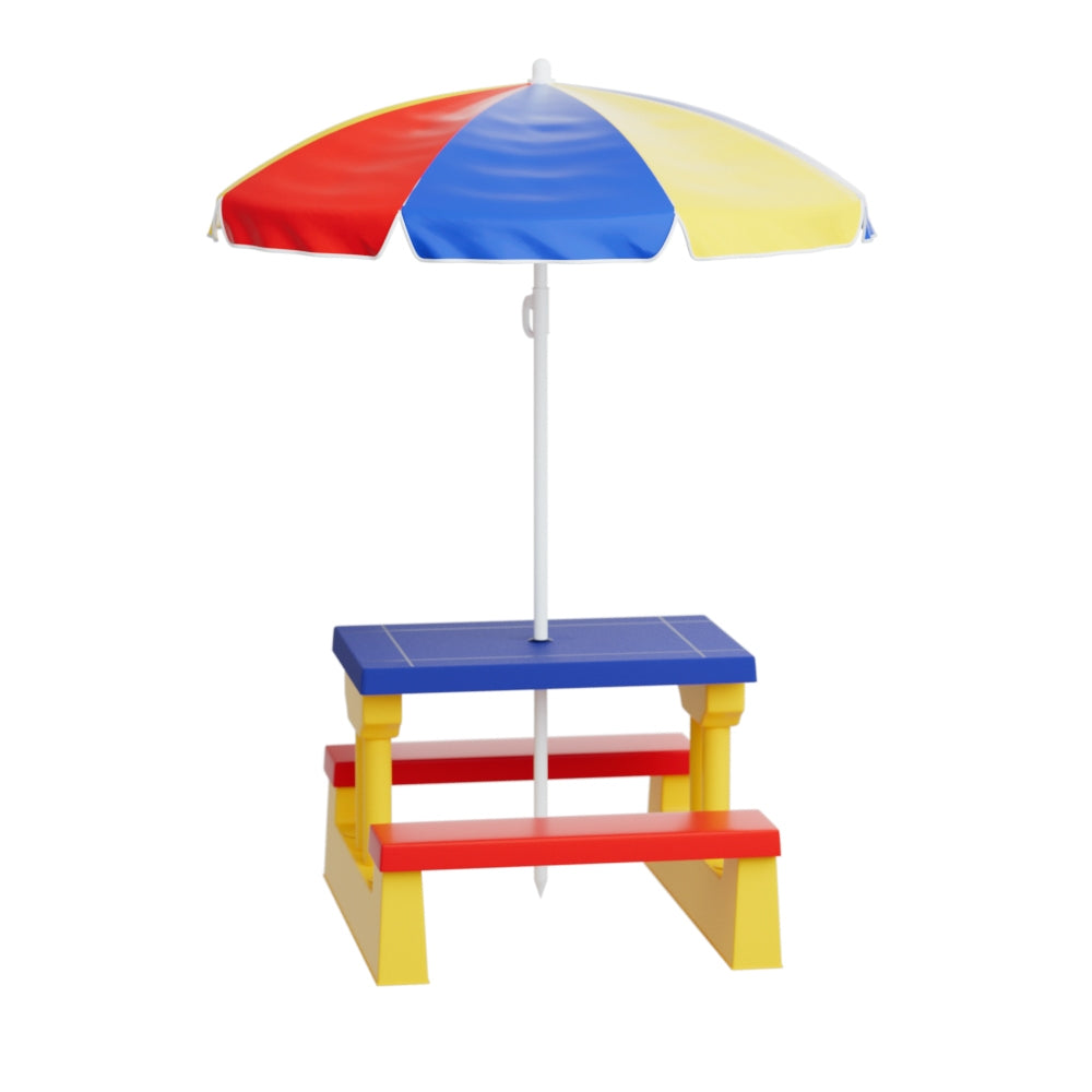 Kid's Tables, Chairs & Seats: Keezi Kids Outdoor Table and Chairs Set Picnic Bench Umbrella Children Indoor