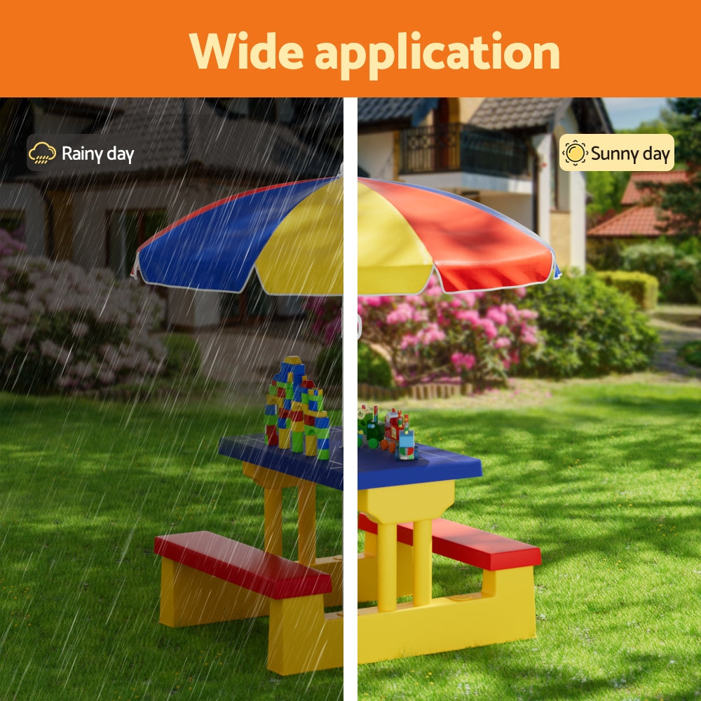 Kid's Tables, Chairs & Seats: Keezi Kids Outdoor Table and Chairs Set Picnic Bench Umbrella Children Indoor