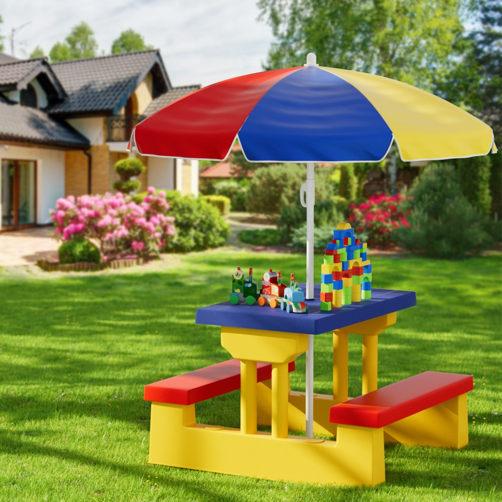 Kid's Tables, Chairs & Seats: Keezi Kids Outdoor Table and Chairs Set Picnic Bench Umbrella Children Indoor