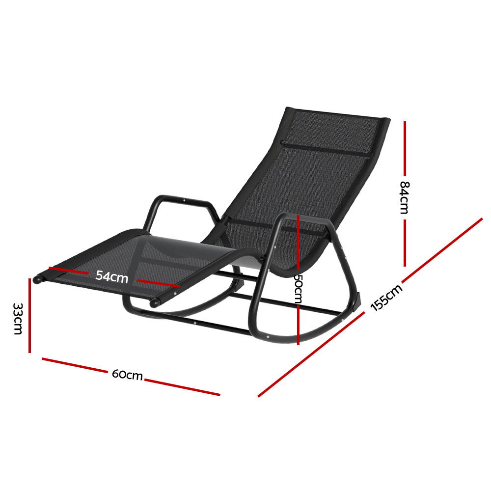 Outdoor Chairs: Gardeon Sun Lounge Rocking Chair Outdoor Lounger Patio Furniture Pool Garden