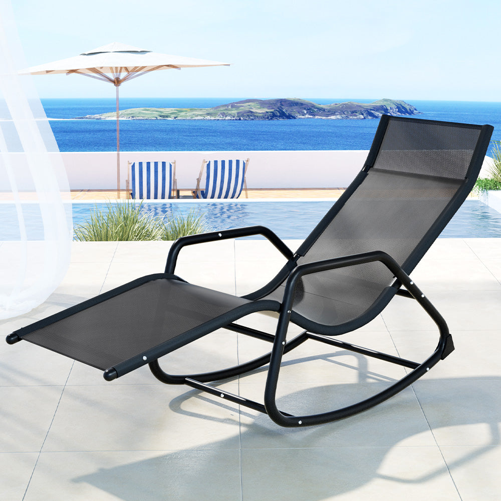 Outdoor Chairs: Gardeon Sun Lounge Rocking Chair Outdoor Lounger Patio Furniture Pool Garden