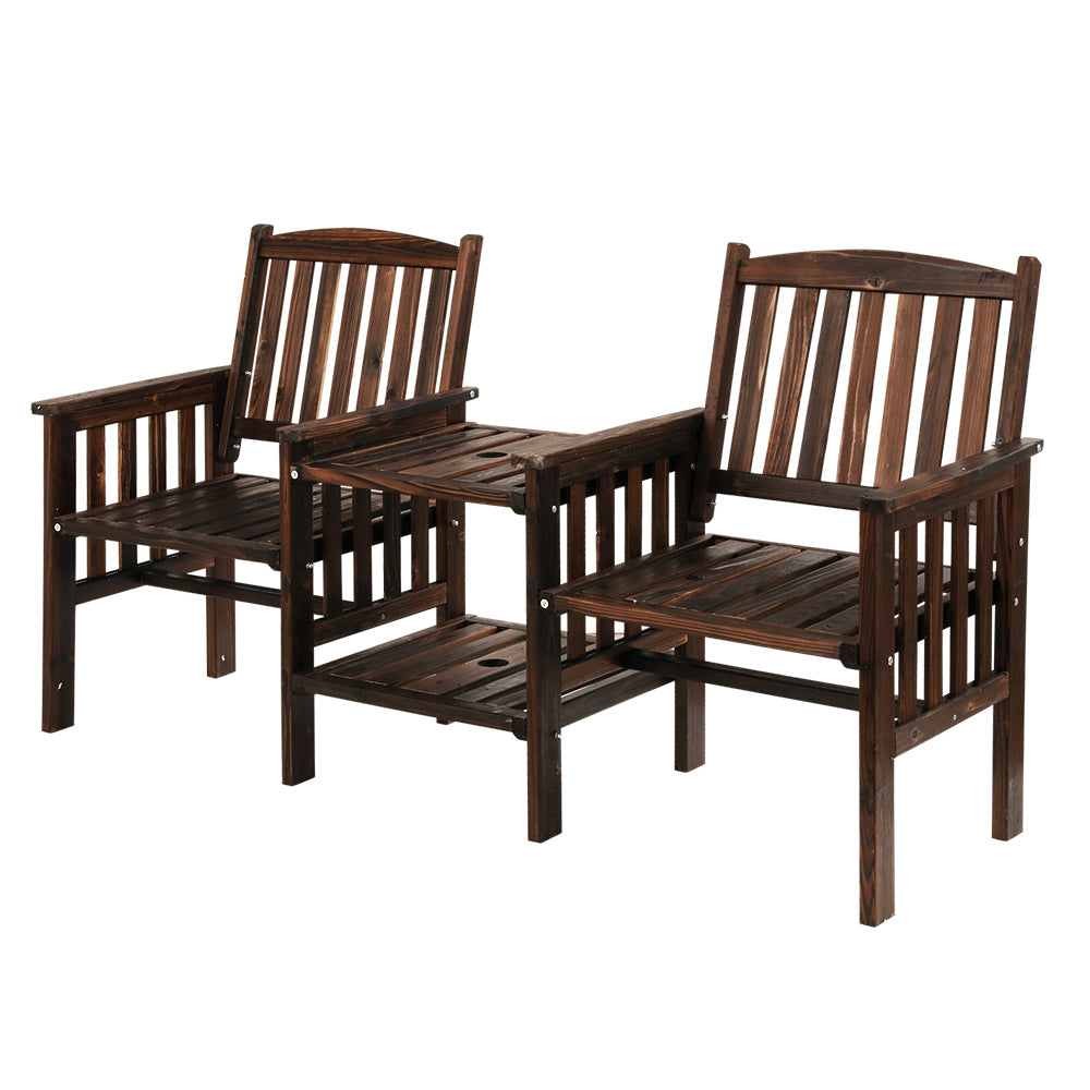 Outdoor Sofas & Lounge Sets: Gardeon Outdoor Garden Bench Loveseat Wooden Table Chairs Patio Furniture Charcoal