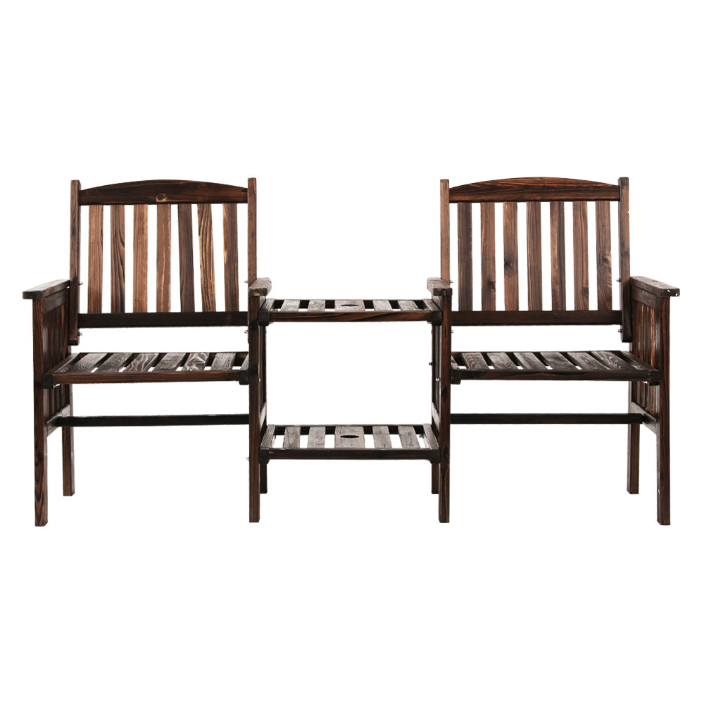 Outdoor Sofas & Lounge Sets: Gardeon Outdoor Garden Bench Loveseat Wooden Table Chairs Patio Furniture Charcoal