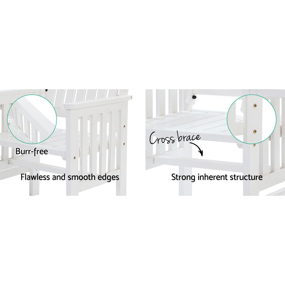 Outdoor Chairs: Gardeon Outdoor Garden Bench Loveseat Wooden Table Chairs Patio Furniture White