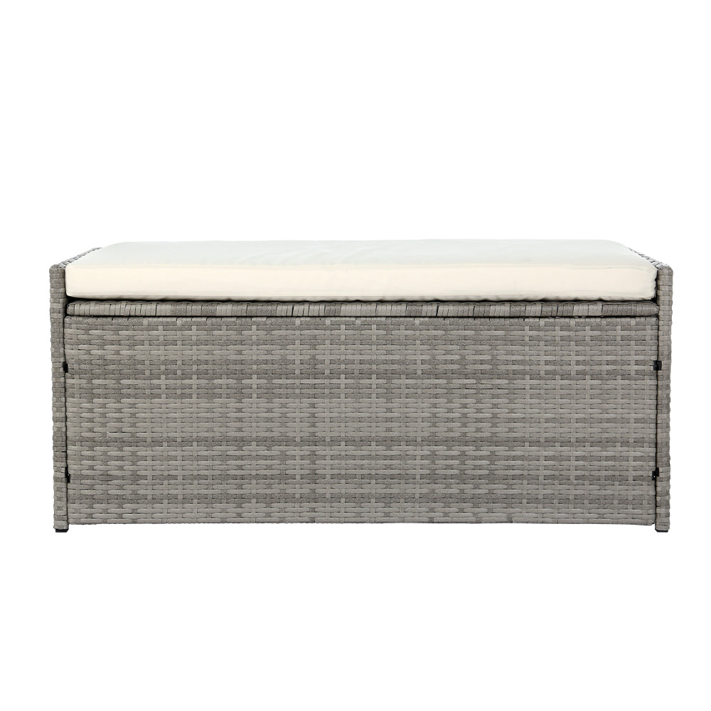 Outdoor Chairs: Gardeon Outdoor Storage Bench Box Wicker Garden Sheds Tools Cushion Patio Furniture Grey