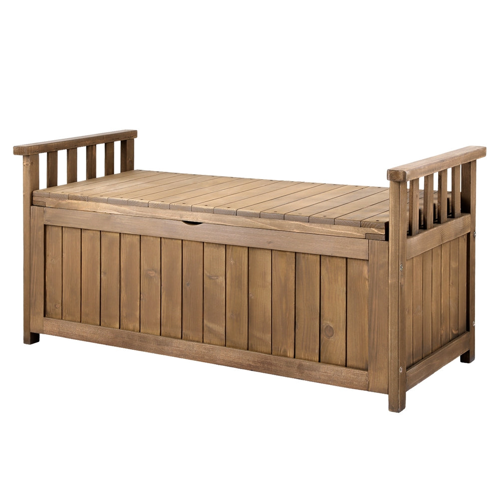 Outdoor Storage Boxes: Gardeon Outdoor Storage Bench Box Wooden Garden Toy Tool Sheds Patio Furniture Brown
