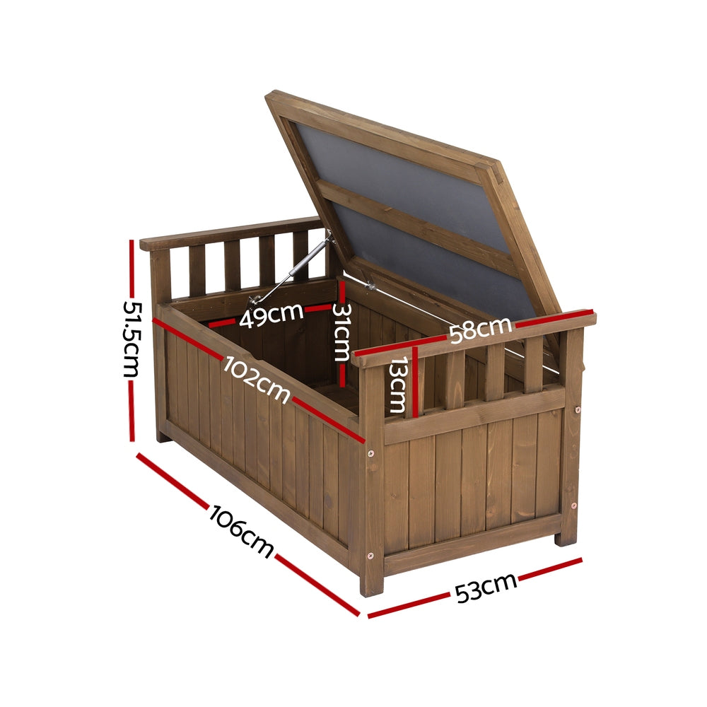 Outdoor Storage Boxes: Gardeon Outdoor Storage Bench Box Wooden Garden Toy Tool Sheds Patio Furniture Brown