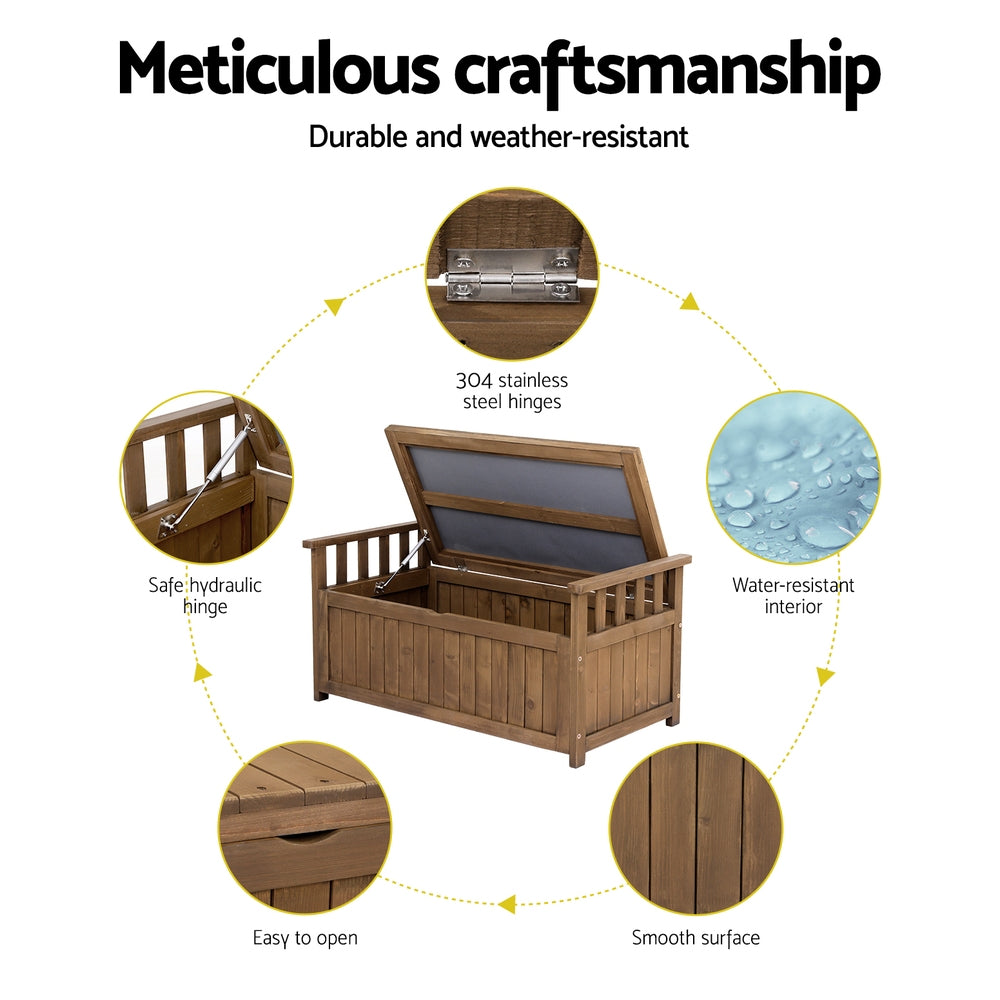 Outdoor Storage Boxes: Gardeon Outdoor Storage Bench Box Wooden Garden Toy Tool Sheds Patio Furniture Brown