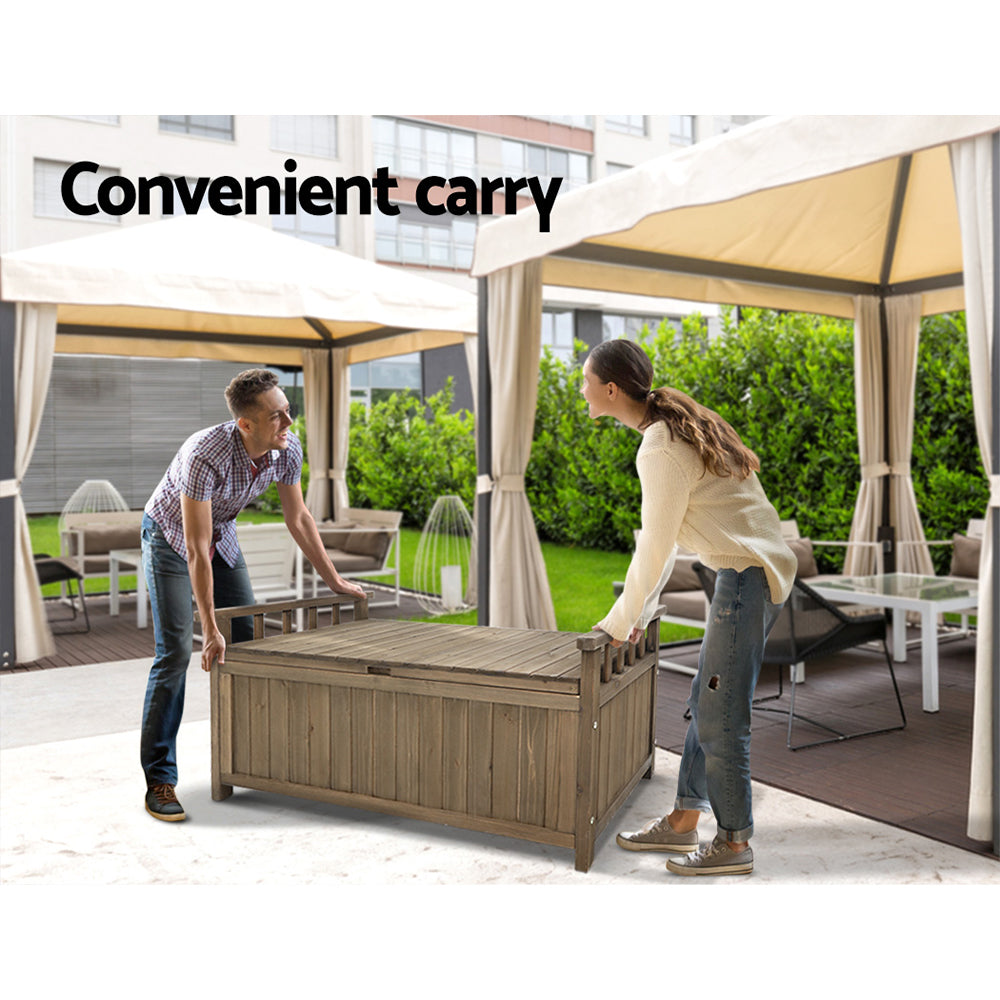 Outdoor Storage Boxes: Gardeon Outdoor Storage Bench Box Wooden Garden Toy Tool Sheds Patio Furniture Brown