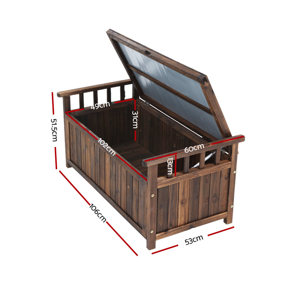 Outdoor Sofas & Lounge Sets: Gardeon Outdoor Storage Bench Box Wooden Garden Toy Tool Shed Patio Furniture Charcoal
