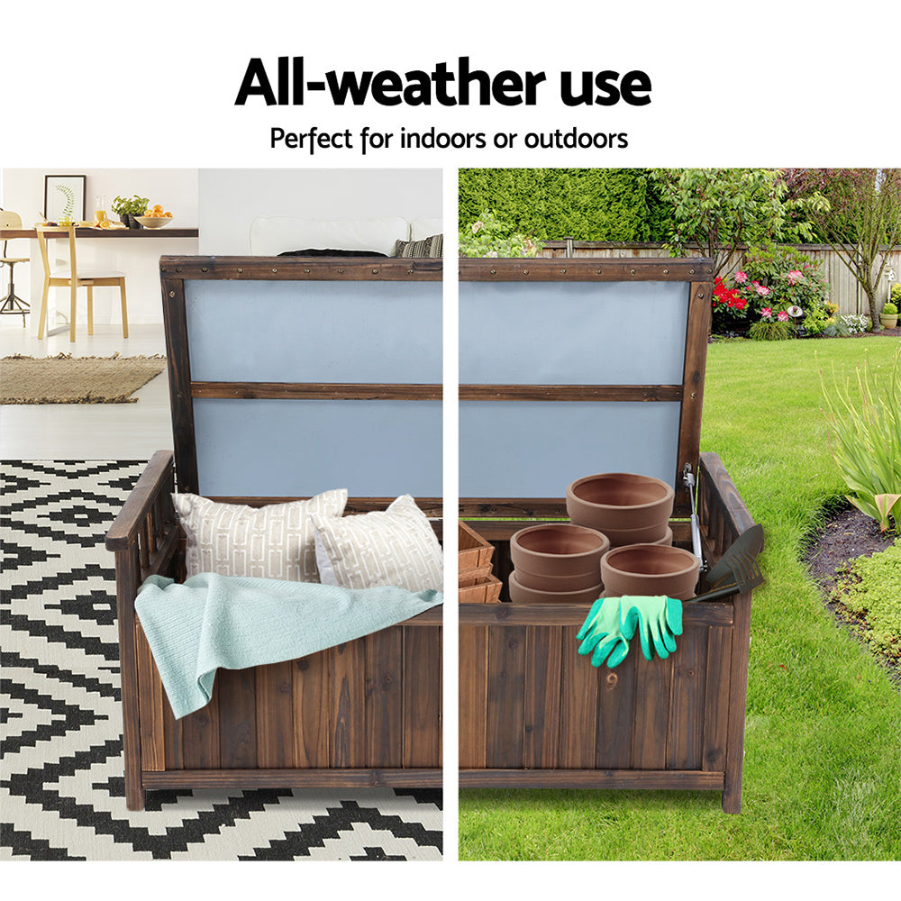 Outdoor Sofas & Lounge Sets: Gardeon Outdoor Storage Bench Box Wooden Garden Toy Tool Shed Patio Furniture Charcoal