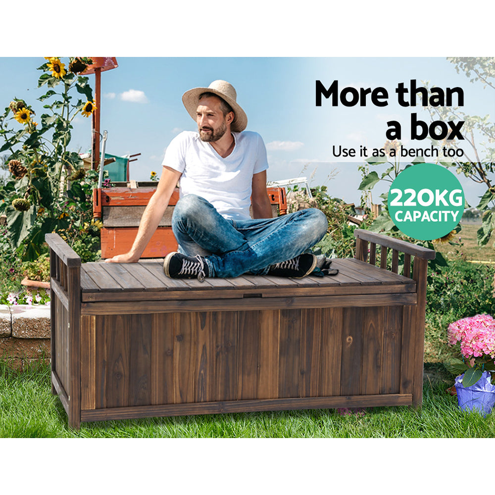 Outdoor Sofas & Lounge Sets: Gardeon Outdoor Storage Bench Box Wooden Garden Toy Tool Shed Patio Furniture Charcoal
