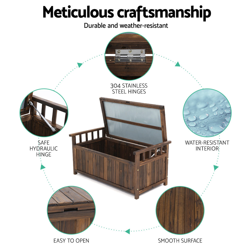 Outdoor Sofas & Lounge Sets: Gardeon Outdoor Storage Bench Box Wooden Garden Toy Tool Shed Patio Furniture Charcoal