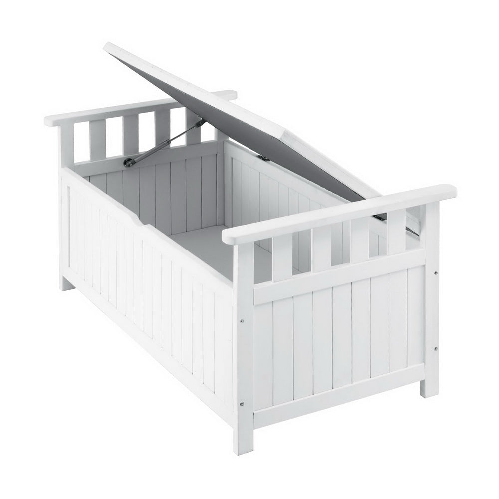 Outdoor Benches: Gardeon Outdoor Storage Bench Box Wooden Garden Toy Tool Patio Furniture White