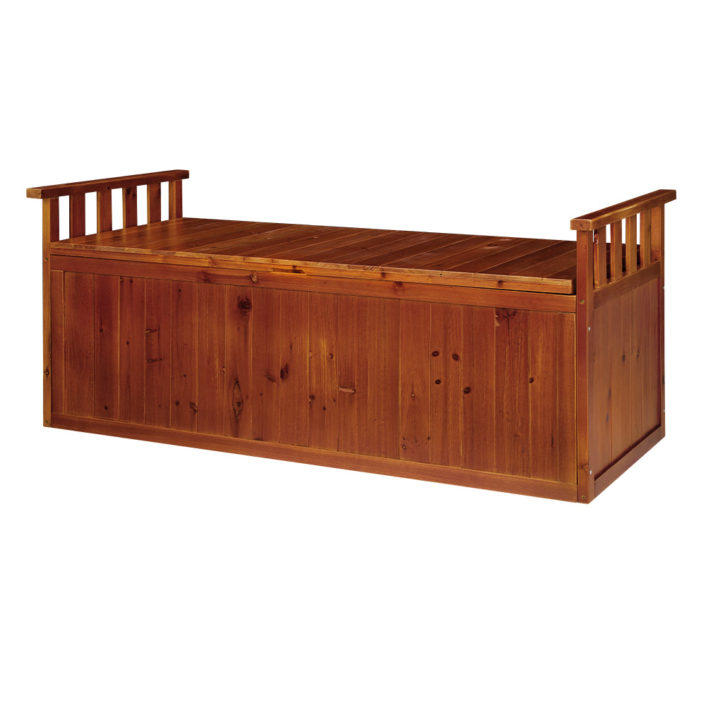 Outdoor Storage Boxes: Gardeon Outdoor Storage Bench Box 129cm Wooden Garden Toy Chest Sheds Patio Furniture XL Natural