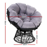 Gardeon Outdoor Chairs Outdoor Furniture Papasan Chair Wicker Patio Garden Black