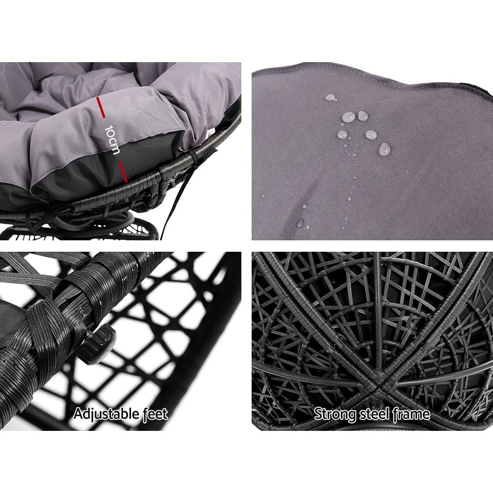 Outdoor Chairs: Gardeon Outdoor Chairs Outdoor Furniture Papasan Chair Wicker Patio Garden Black
