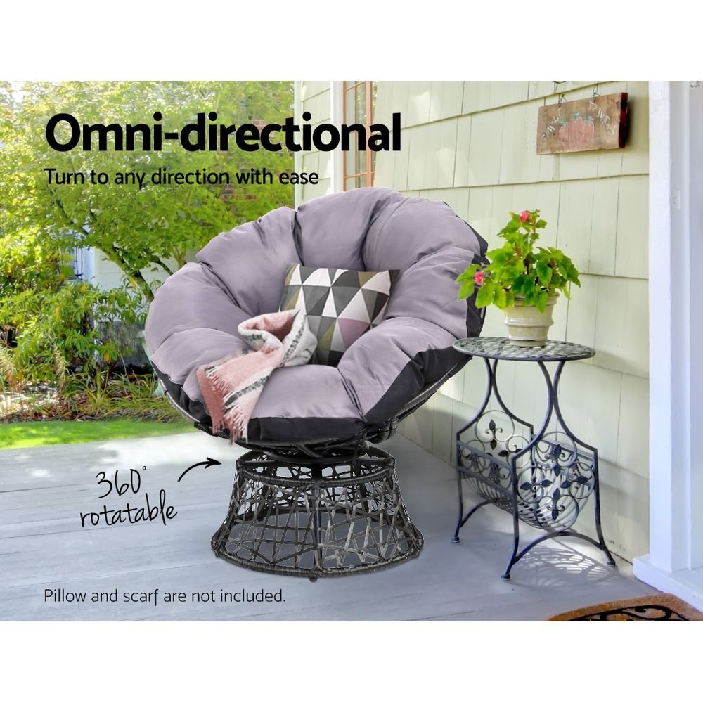 Outdoor Chairs: Gardeon Outdoor Chairs Outdoor Furniture Papasan Chair Wicker Patio Garden Black