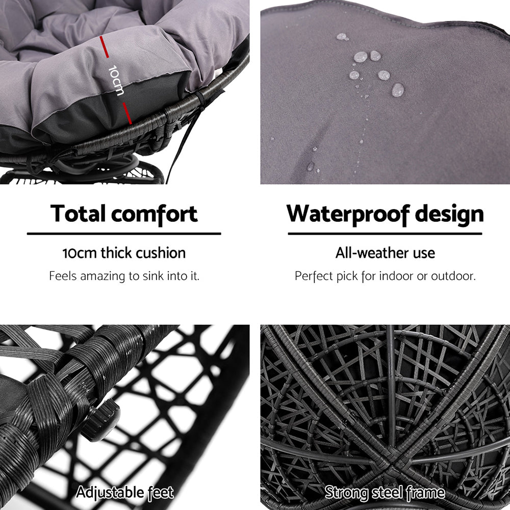 Outdoor Chairs: Gardeon Outdoor Chairs Outdoor Furniture Papasan Chair Wicker Patio Garden Black