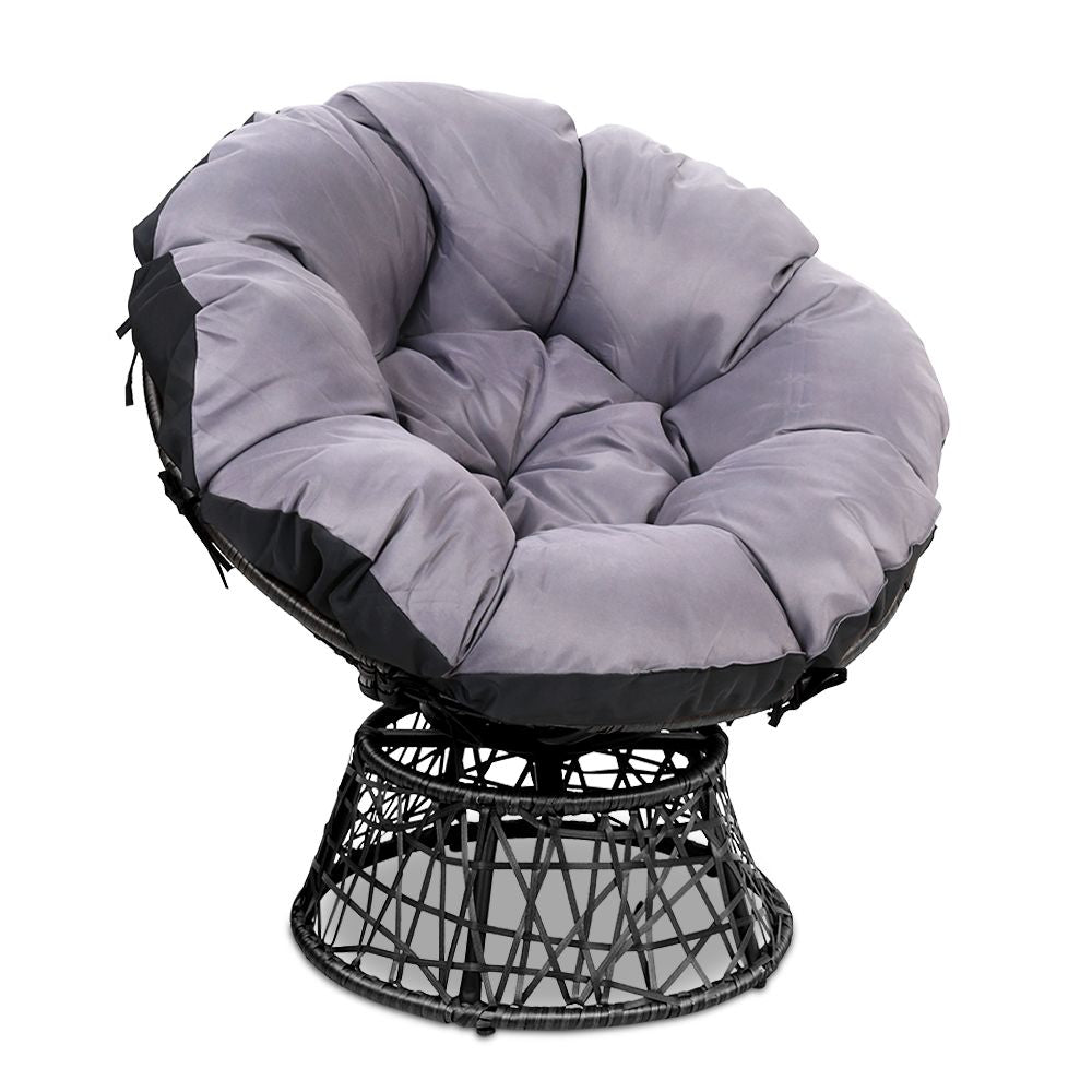Outdoor Chairs: Gardeon Outdoor Chairs Outdoor Furniture Papasan Chair Wicker Patio Garden Black