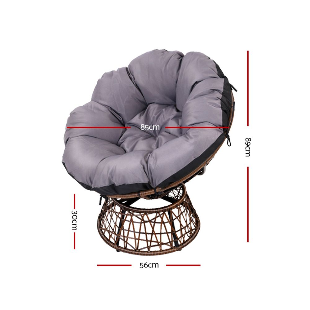 Outdoor Chairs: Gardeon Outdoor Chairs Outdoor Furniture Papasan Chair Wicker Patio Garden Brown