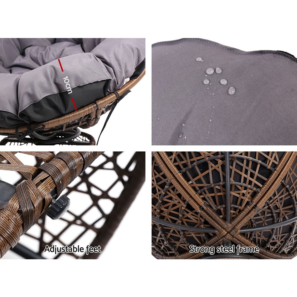 Outdoor Chairs: Gardeon Outdoor Chairs Outdoor Furniture Papasan Chair Wicker Patio Garden Brown
