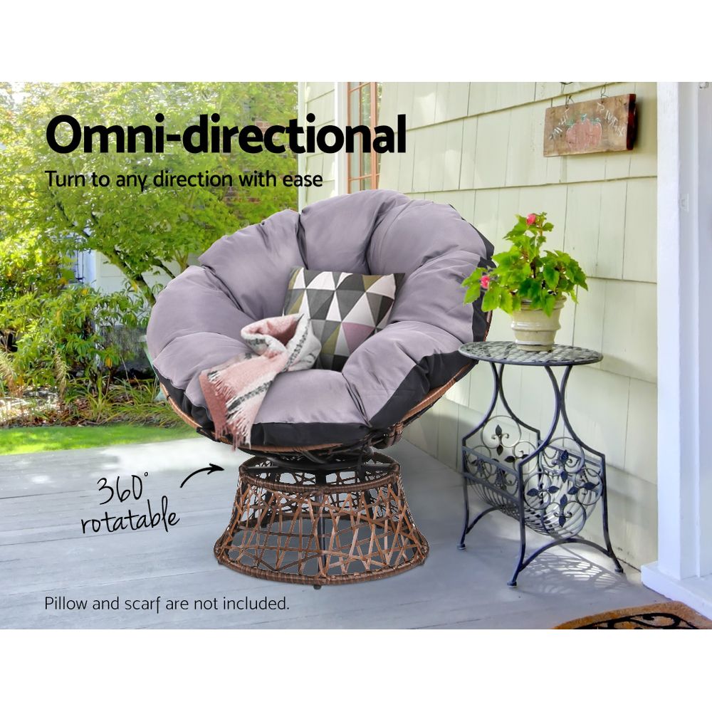 Outdoor Chairs: Gardeon Outdoor Chairs Outdoor Furniture Papasan Chair Wicker Patio Garden Brown