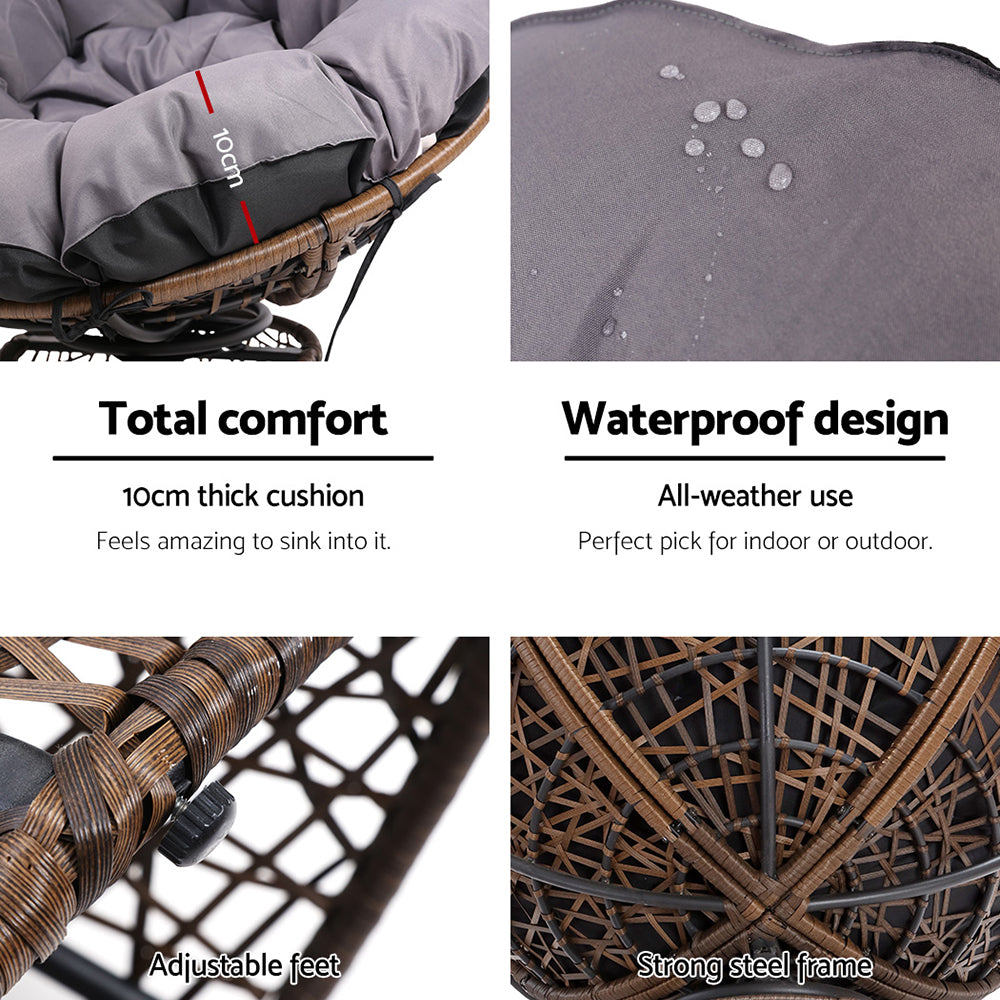 Outdoor Chairs: Gardeon Outdoor Chairs Outdoor Furniture Papasan Chair Wicker Patio Garden Brown