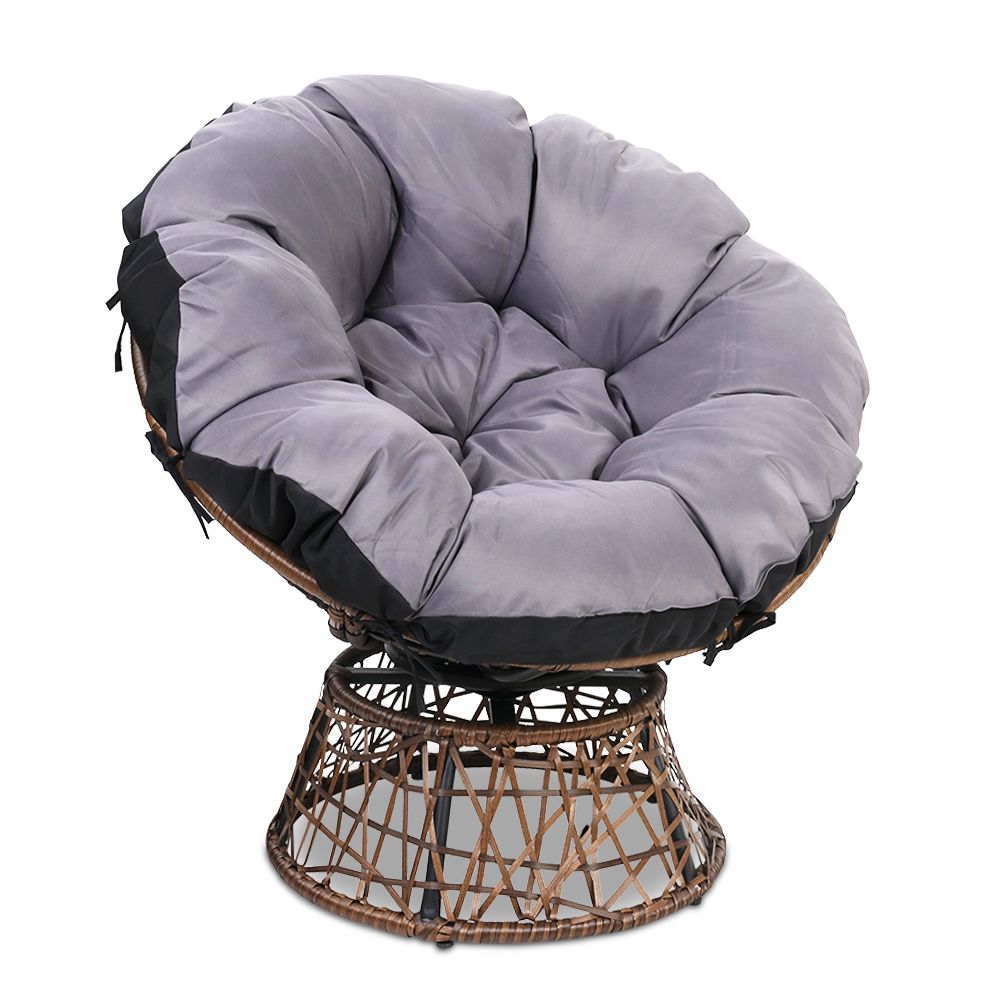 Outdoor Chairs: Gardeon Outdoor Chairs Outdoor Furniture Papasan Chair Wicker Patio Garden Brown