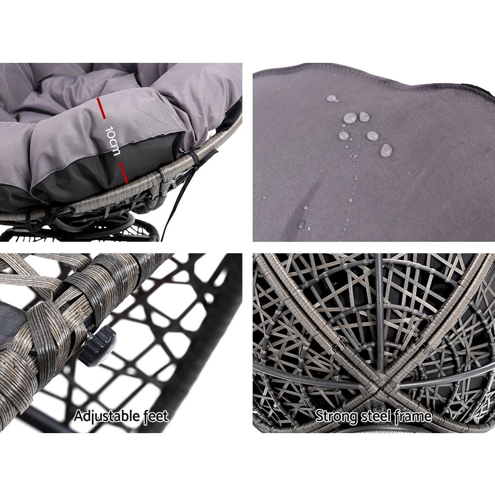 Outdoor Chairs: Gardeon Outdoor Chairs Outdoor Furniture Papasan Chair Wicker Patio Garden Grey