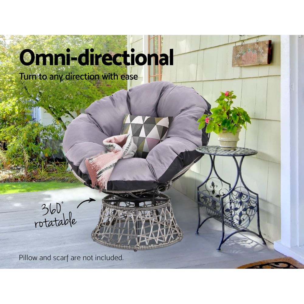 Outdoor Chairs: Gardeon Outdoor Chairs Outdoor Furniture Papasan Chair Wicker Patio Garden Grey