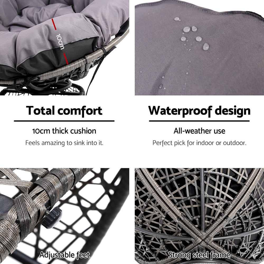 Outdoor Chairs: Gardeon Outdoor Chairs Outdoor Furniture Papasan Chair Wicker Patio Garden Grey
