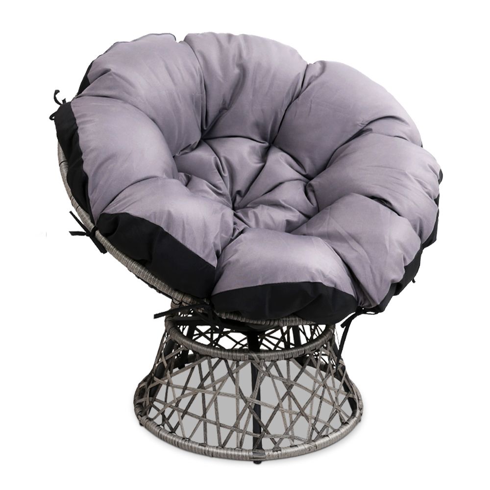 Outdoor Chairs: Gardeon Outdoor Chairs Outdoor Furniture Papasan Chair Wicker Patio Garden Grey
