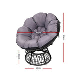 Outdoor Chairs: Gardeon Outdoor Lounge Setting Papasan Chair Wicker Table Garden Furniture Black