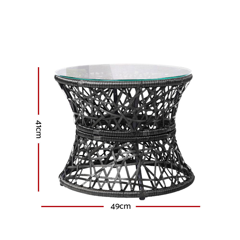 Outdoor Chairs: Gardeon Outdoor Lounge Setting Papasan Chair Wicker Table Garden Furniture Black